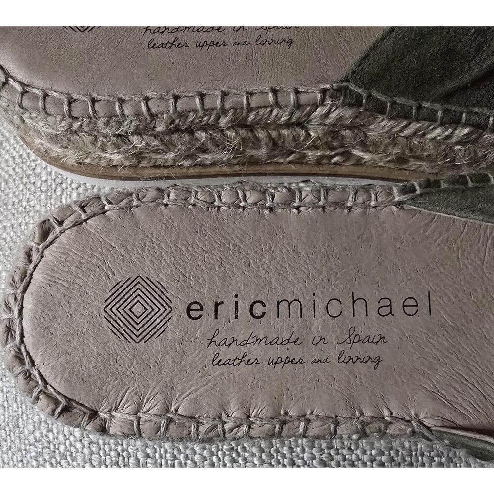 ERIC MICHAEL Sybil Suede Sandals Wedges Made in Spain Sage Green Sz 39-US 8-8.5 - Picture 8 of 8